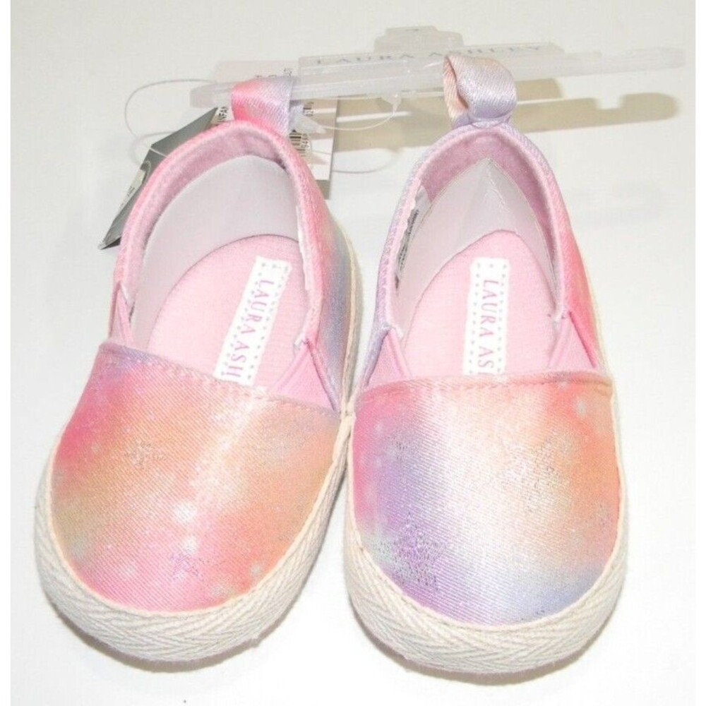 Laura Ashley Girls Infant Crib Shoes Pastel Multi NWT Heart Princess NWT Size 2